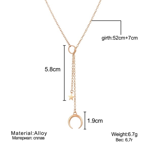 ‼️3/$30 Boho Lariat Star Moon Dainty Gold Necklace - Picture 3 of 5